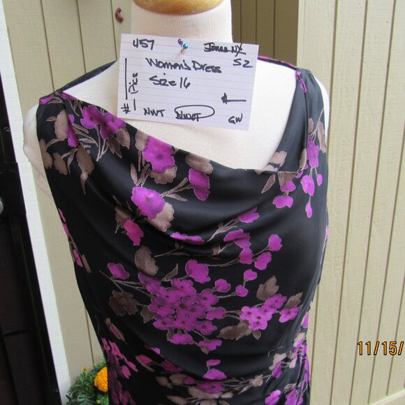 #457  NEW WOMAN'S LONG FLORAL CHIFFON DRESS BY JONES NEW YORK  (SIZE 16) - Picture 2 of 4